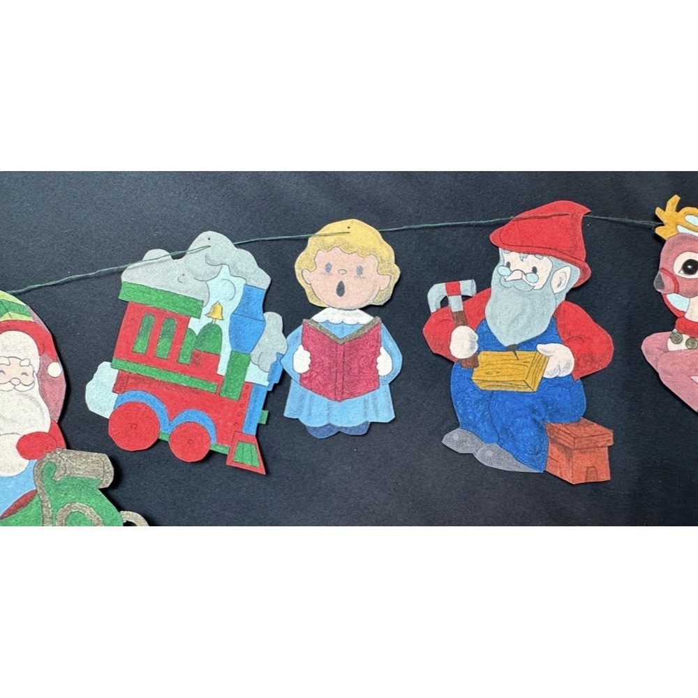 Vintage Handpainted Felt Christmas 6 Feet Long Banner/Garland